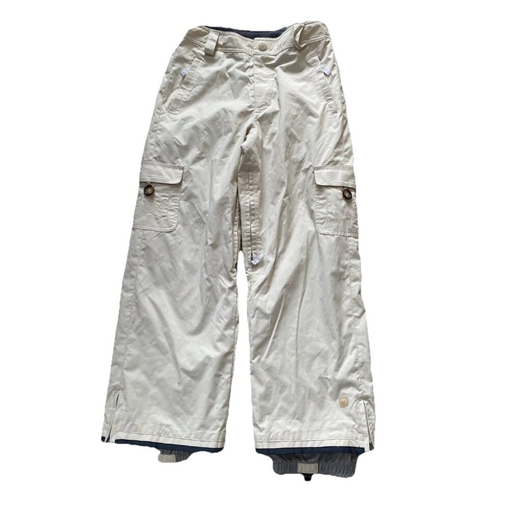 Millenium Three Snow Pants Girls Large Khaki Snowboard Cream Tan Beige